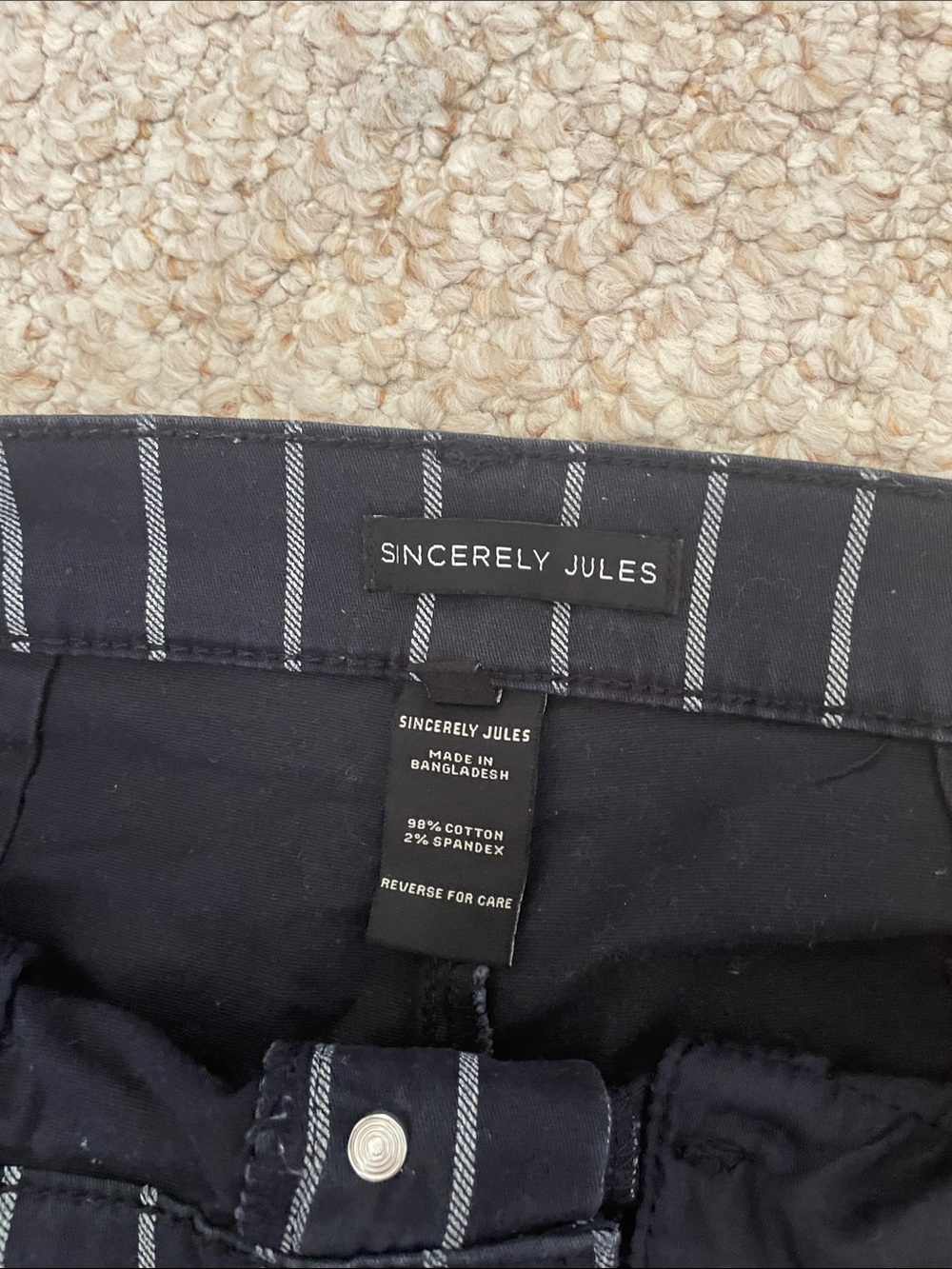 Sincerly Jules Black Pinstripe High-Rise Button Shorts - Picture 5 of 5